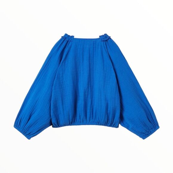 ZARA Kids | Indigo | EMBROIDERED STRUCTURED BLOUSE - Picture 2 of 5